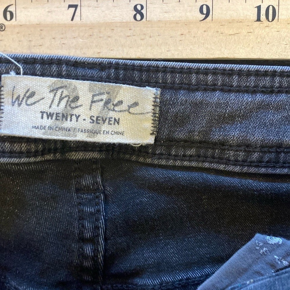 We The Free Jeans Womens 27 Black Denim Boot Cut Flare Button Fly Pants - Picture 10 of 13